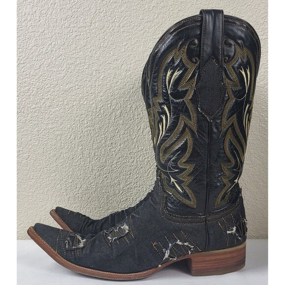 White Diamonds Denim Cowboy Western Boots Pointed Toe Mens Size 7.5 - Picture 2 of 9